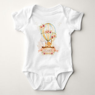 Cute Baby djur Luftballong Blommigt T Shirt