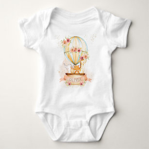 Cute Baby djur Luftballong Blommigt T Shirt