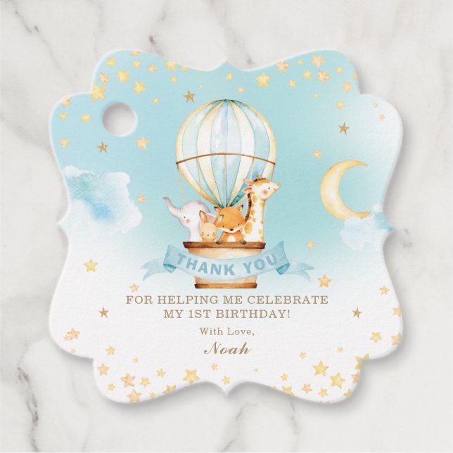 Cute Baby djur Luftballong Tack Gåvor Etiketter (Framsida)