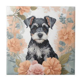 Cute Baby djur - Miniature Schnauzer Kakelplatta