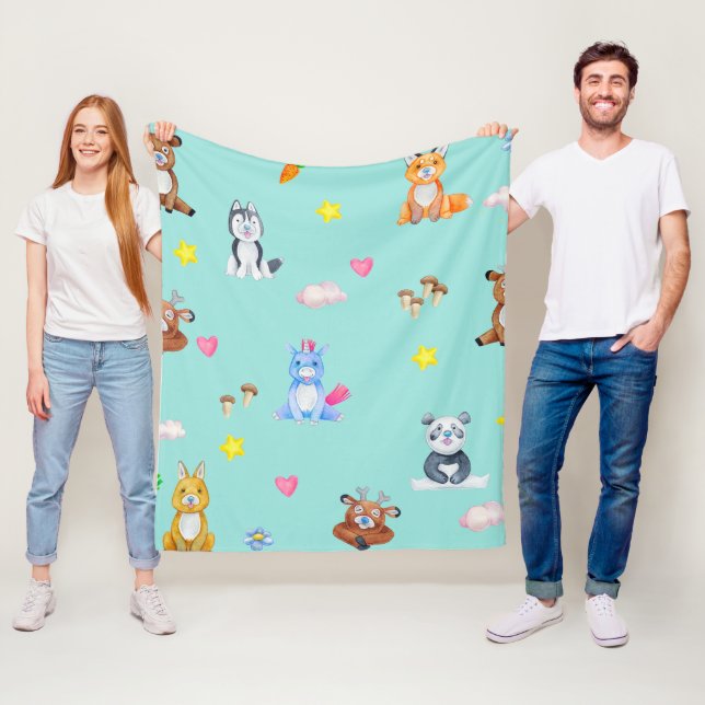 Cute Baby djur Petting Farm Nursery Blanket Fleecefilt (På plats)