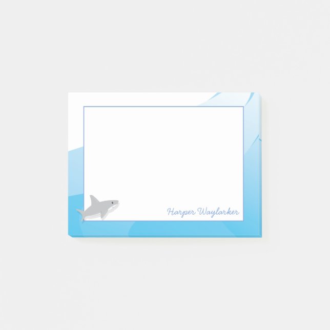 Cute Baby djur Shark Namn Post-it Block (Framsida)