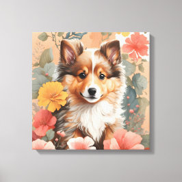 Cute Baby djur | Shetland Sheepdog Puppy Canvastryck