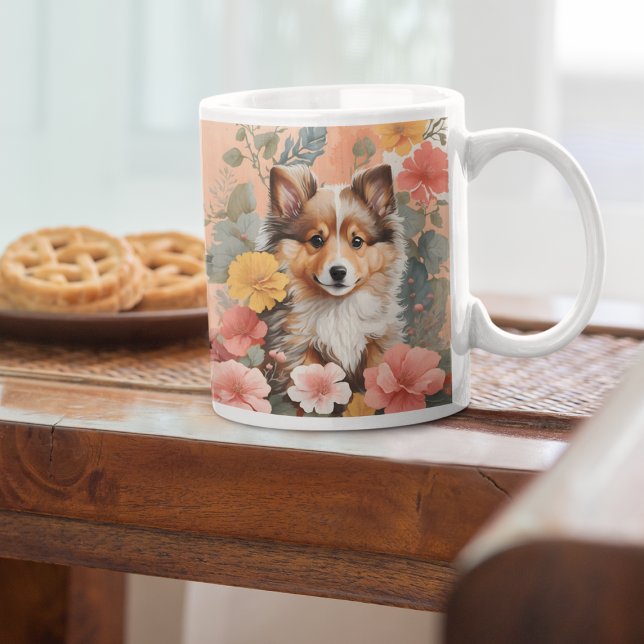 Cute Baby djur | Shetland Sheepdog Puppy Kaffemugg (Skapare uppladdad)