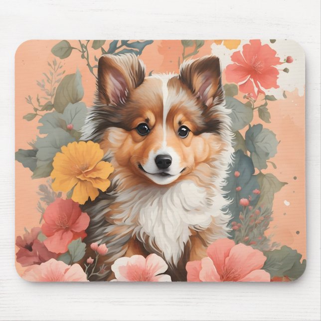 Cute Baby djur | Shetland Sheepdog Puppy Musmatta (Framsidan)