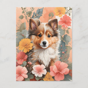 Cute Baby djur   Shetland Sheepdog Puppy Vykort