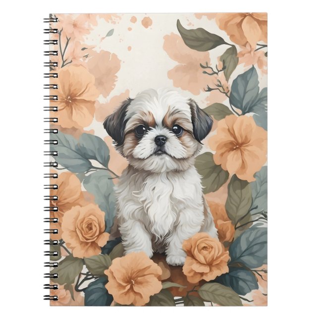Cute Baby djur - Shih Tzu Puppy Anteckningsbok (Framsidan)