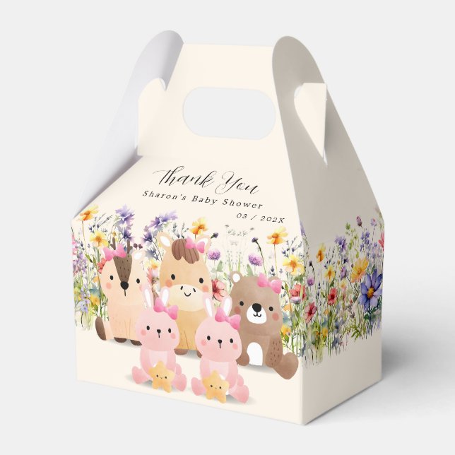 Cute Baby djur & Wildblomma Baby Shower Presentaskar (Framsidan Sidan)