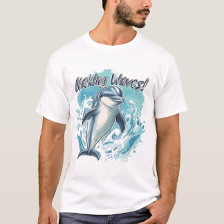 Cute Baby Dolphin T-Shirt Design, Retro Ocean Anim