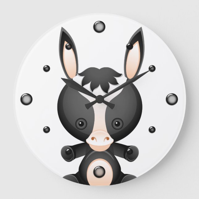 Cute Baby Donkey Wall Clock Stor Klocka (Framsida)