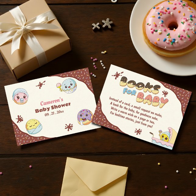 Cute Baby Donut Tecknad Baby Shower Bokar för Baby Tilläggskort (Skapare uppladdad)