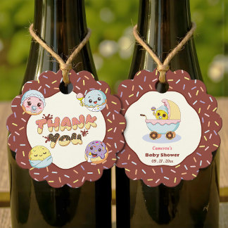 Cute Baby Donut Tecknad Baby Shower och Sprinkle Gåvor Etiketter
