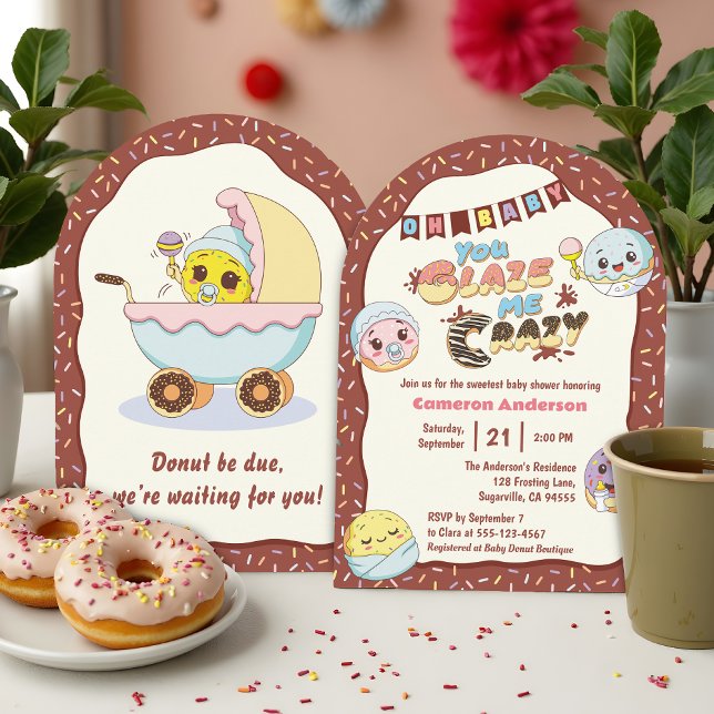 Cute Baby Donut Tecknad Baby Shower och Sprinkle Inbjudningar (Skapare uppladdad)
