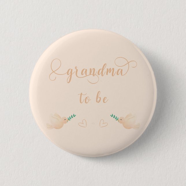 Cute Baby Dove Baby Shower Grandma to be Button Knapp (Framsida)