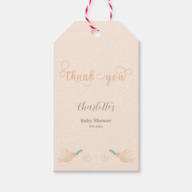 Cute Baby Dove Baby Shower Presentetikett (Framsidan)