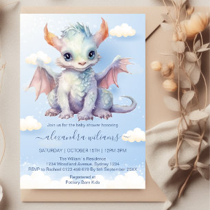 Cute Baby Dragon Baby Shower Inbjudningar