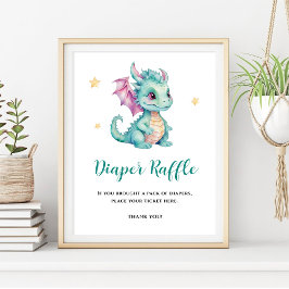 Cute Baby Dragon Diaper Raffle Poster