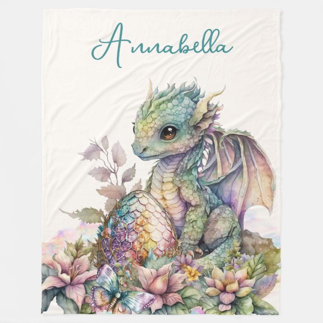 Cute Baby Dragon Egg Fleecefilt (Framsidan)