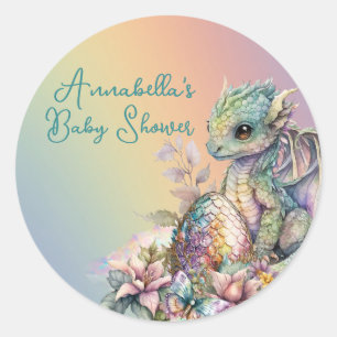 Cute Baby Dragon Egg on Rainbow Runt Klistermärke