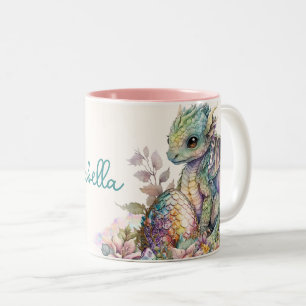 Cute Baby Dragon Egg Två-Tonad Mugg