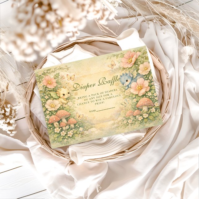 Cute Baby Dragon Fairytale Diapper Raffle Tilläggskort (Skapare uppladdad)