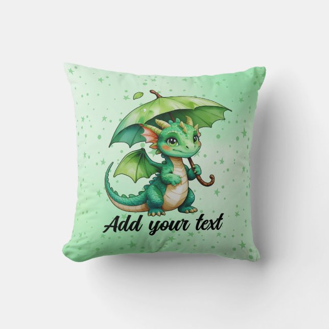 Cute Baby Dragon Fantasy Pillow Kudde (Framsida)