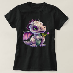 Cute Baby Dragon Holding A Ro Graphic T Shirt