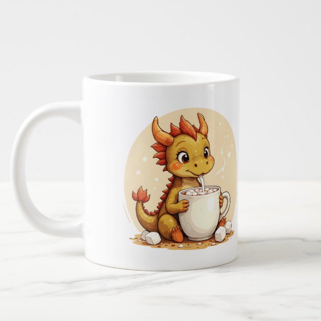 Cute Baby Dragon Hot Chocolate Kids Kawaii Cozy De Jumbo Mugg (Vänster)