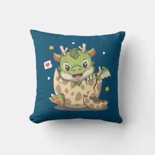 Cute Baby Dragon in Egg Kudde