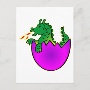 Cute Baby Dragon in Egg Vykort
