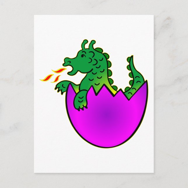 Cute Baby Dragon in Egg Vykort (Framsida)