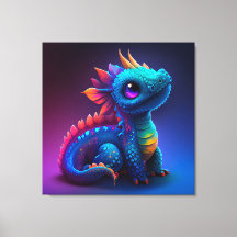 Cute Baby Dragon Kanvastryck