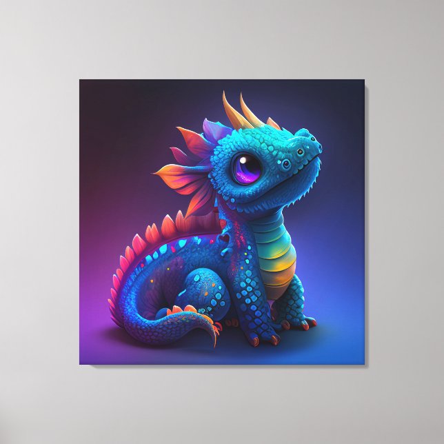 Cute Baby Dragon Kanvastryck (Framsida)