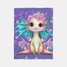 Cute Baby Dragon med Rosa Flowers