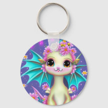 Cute Baby Dragon med Rosa Flowers