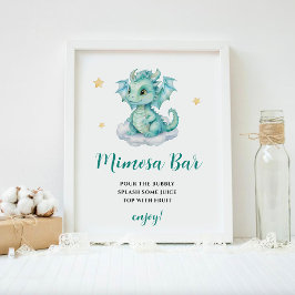 Cute Baby Dragon Mimosa Pub Poster