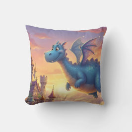 Cute Baby Dragon Nursery Throw Pillow Kudde