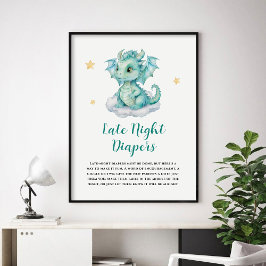 Cute Baby Dragon Sate Night Diables Poster