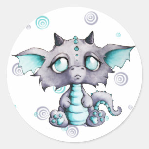 Cute Baby Dragon Sticker Runt Klistermärke