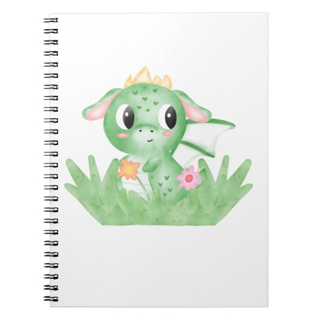 Cute Baby Dragon Watercolor Anteckningsbok (Framsidan)