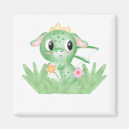Cute Baby Dragon Watercolor Magnet