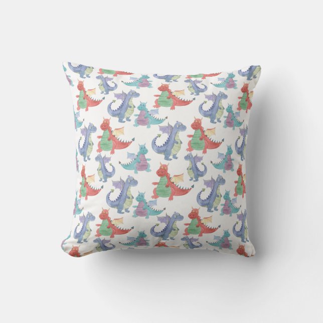 Cute Baby Dragons Lycklig Dancing Funny Kids Teckn Kudde (Framsida)