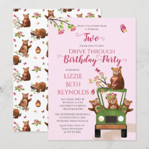 Cute Baby Drive Thru Girl 2:a födelsedagen Party Inbjudningar