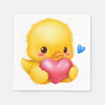 Cute Baby Duckling med Rosa Valentine Heart