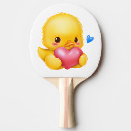 Cute Baby Duckling med Rosa Valentine Heart Pingisracket