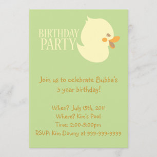 Cute Baby Duckling Rubber Ducky Birgday-Inbjudning Inbjudningar