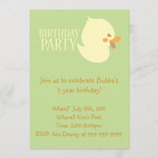 Cute Baby Duckling Rubber Ducky Birgday-Inbjudning Inbjudningar