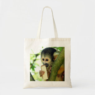 Cute Baby-ekorre Monkey Eting a Wafer Biscuit Tygkasse