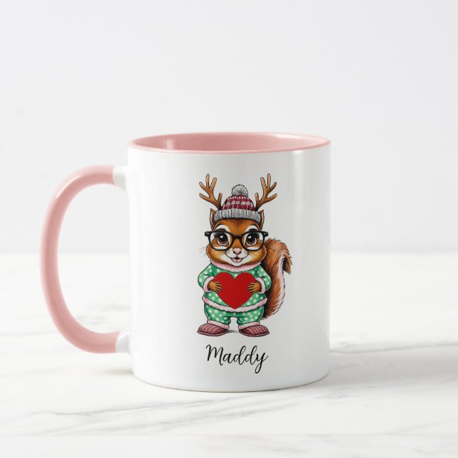 Cute Baby-ekorren, Personlig, Mugg, jul Mugg (Vänster)