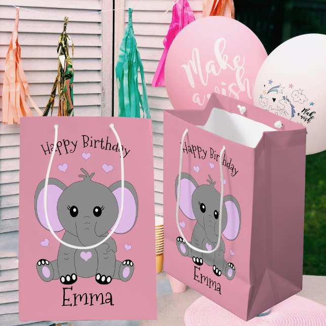 Cute baby elefant i rosa för flickor, födelsedag (Skapare uppladdad)